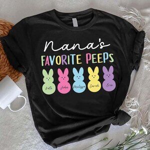Nanas Favorite Peeps Easter Tshirt Personalized Names Grandchild Name Tshirt